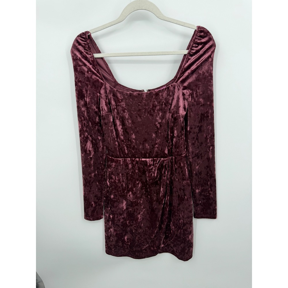 Mi Ami Francesca's Wrap Skirt Mini Dress Women Small Burgundy Crushed Velvet